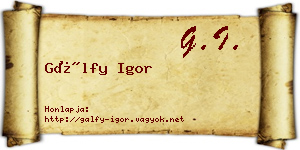 Gálfy Igor névjegykártya